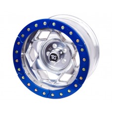 17" Aluminum Beadloclk Wheel, (6 on 5.5" w 3.75" BS), Blue Segmented Ring
