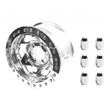 17" Aluminum Beadloclk Wheel, (6 on 5.5" w 3.75" BS), Clear Satin Segmented Ring (with lug nuts)
