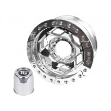 17" Aluminum Beadlock Wheel, (8 on 6.5 w/ 3.75" BS), Polished Segmented Ring